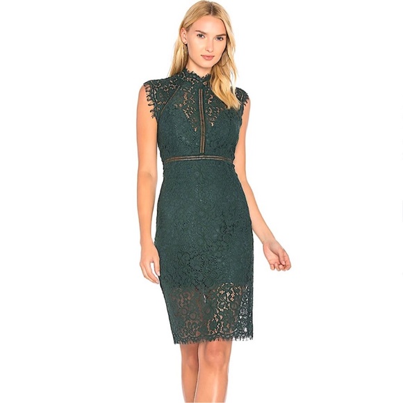 Bardot Forest Green Floral Lace Sheath dress - Picture 1 of 5